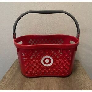 Target Full Size Large Basket W/ Gray Handle Red Bullseye Logo Shopping Storage